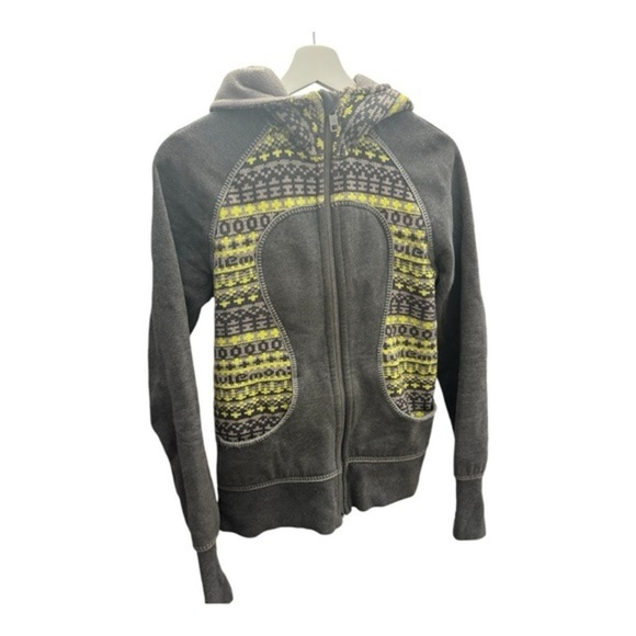 Special Edition Lululemon Grey Scuba Hoodie Fair Isle Knit - Picture 1 of 6
